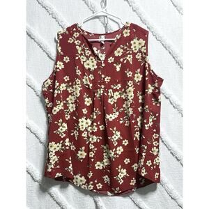 Aligaduo Summer Women’s V-neck Tunic Shirt Red Floral 2XL